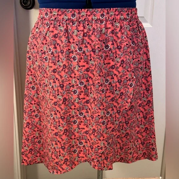 LOFT Outlet Coral Floral A-Line Skirt - Picture 3 of 7